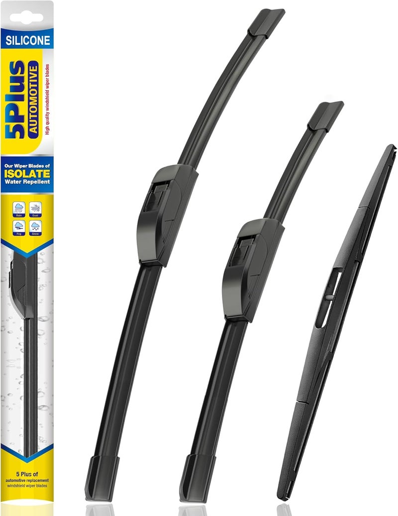 5PLUS ® Silicone Windshield Wipers Replacement for 2007-2018 ACURA RDX,2018-2023 NISSAN Leaf,2007-2011 Honda CRV Wiper Blades(Set of 3),Automotive Replacement Windshield Wiper Blades-26"/16"/14" - Image 1